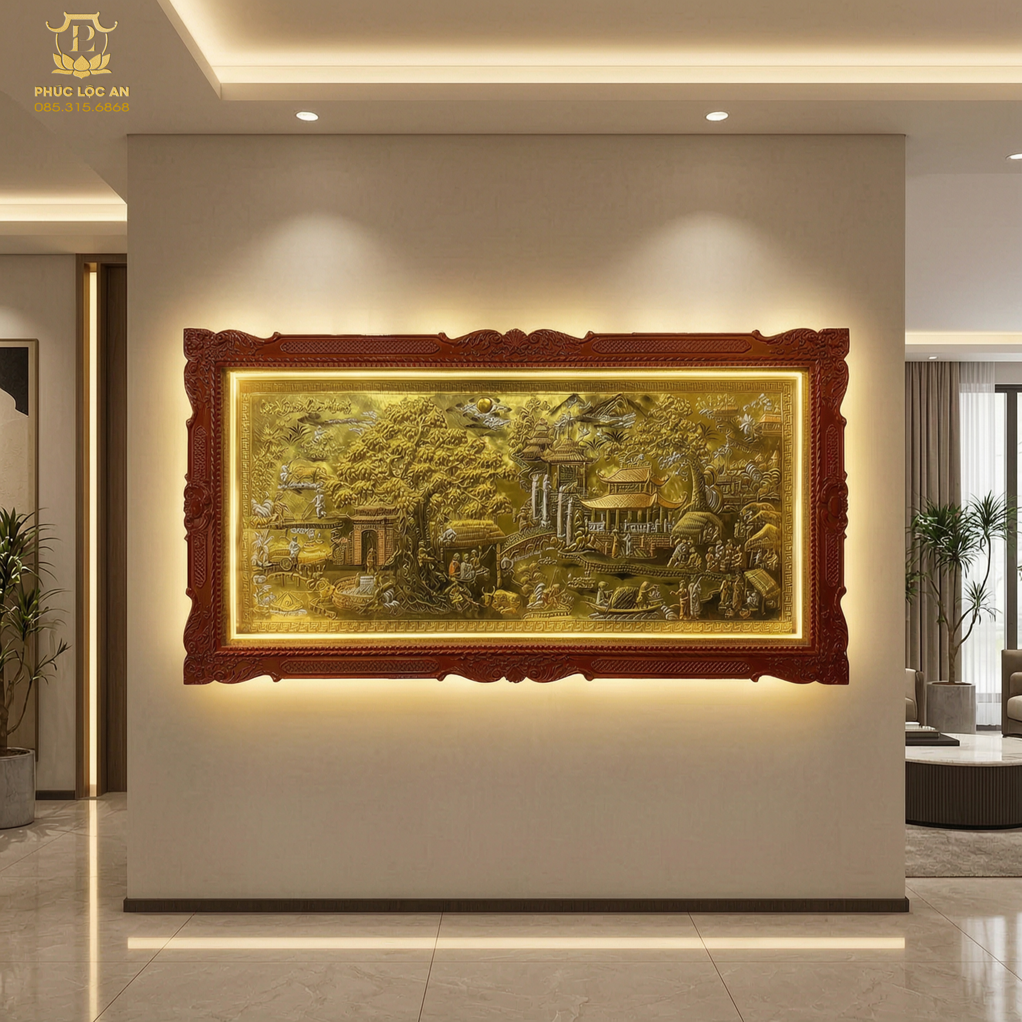 Alternative view of Tranh Đồng Cội Nguồn Quê Hương Mạ Vàng 90x170 Cm