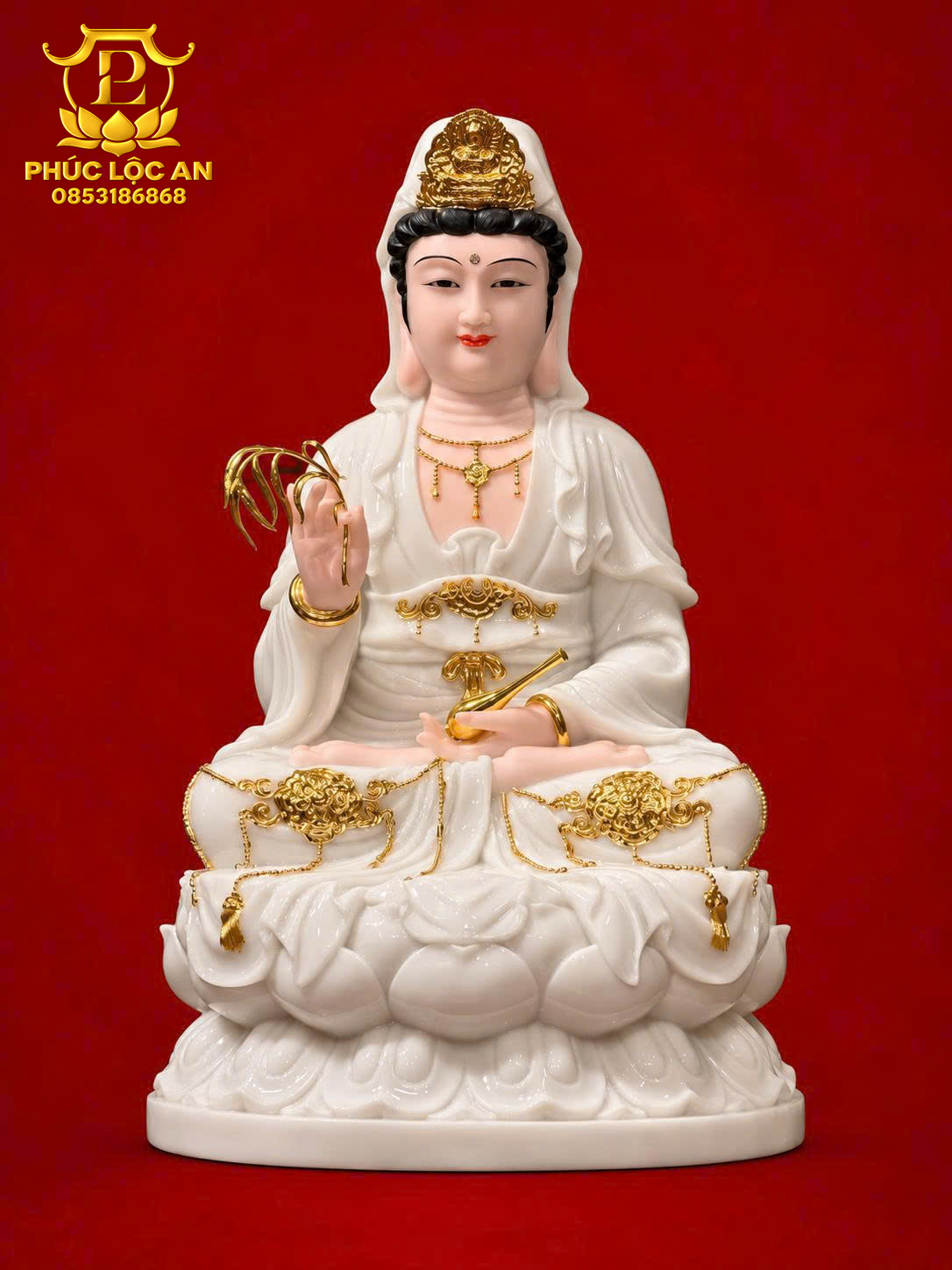 Tượng Quan Âm áo trắng đài sen